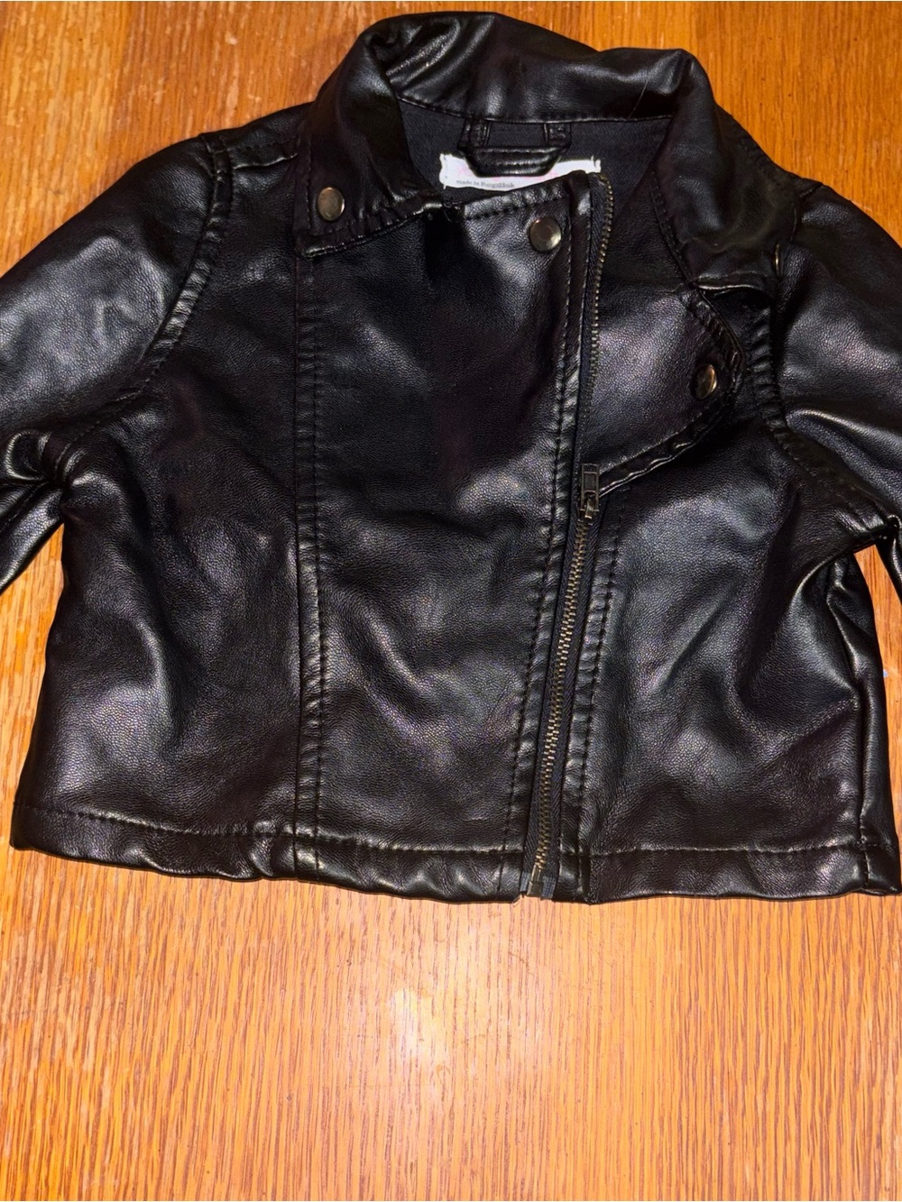 Girls Black Faux Leather Biker Jacket